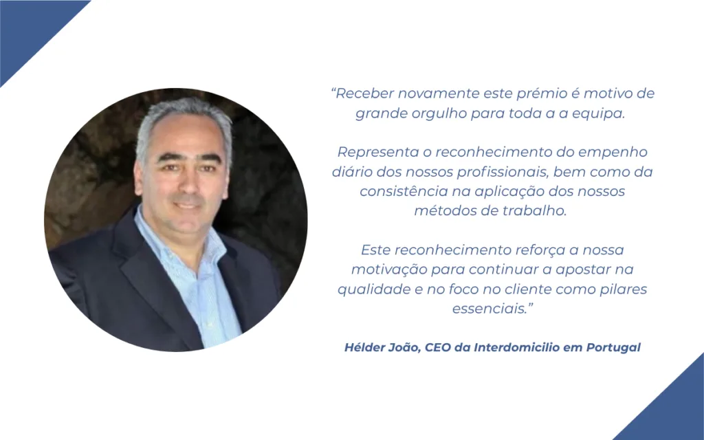 A Interdomicilio voltou a conquistar o Prémio Cinco Estrelas Regiões 2026 no apoio domiciliário, reforçando a liderança no setor em Portugal.